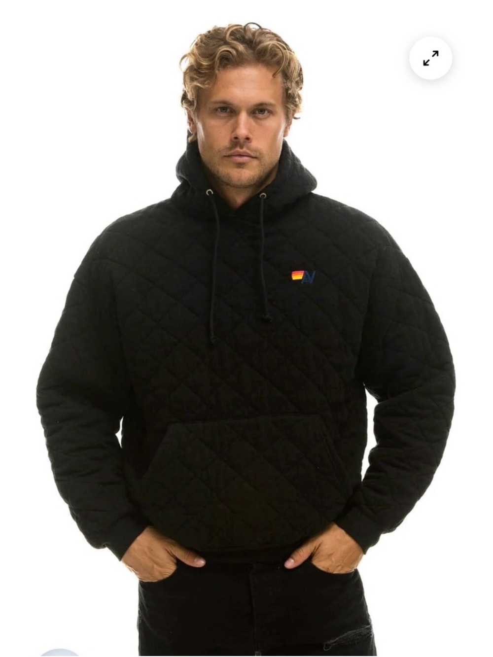 Aviator Nation Quilted Black Hoodie